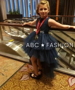 Calla Collection Girls Layered High Low Dress With Lace Bodice By Calla D825 Flower Girl Dresses