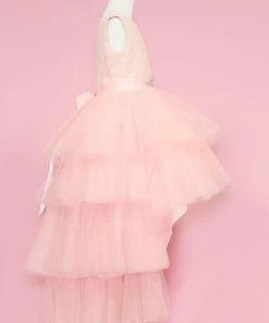 Calla Collection Girls Layered High Low Dress With Lace Bodice By Calla D825 Flower Girl Dresses