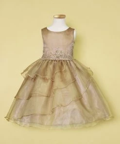 Calla Collection Girls Layered Organza Dress With Lace Appliques By Calla D763