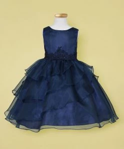 Calla Collection Girls Layered Organza Dress With Lace Appliques By Calla D763