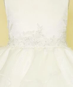 Calla Collection Girls Layered Organza Dress With Lace Appliques By Calla D763