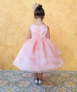 Calla Collection Girls Layered Organza Dress With Lace Appliques By Calla D763