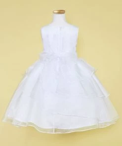 Calla Collection Girls Layered Organza Dress With Lace Appliques By Calla D763