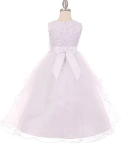 Girls Layered Organza Dress With Lace Bodice By Cinderella Couture 9036