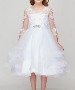 Girls Layered Short Lace Bodice Dress By Cinderella Couture 5075 Kids