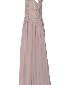 Cinderella Couture Girls Long A-line Chiffon Dress With Beaded Lace Bodice