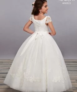 Mary's Bridal Angels Collection Flower Girl Dresses Girls Long A-line Dress With Lace Sleeves By Mary's Bridal MB9060