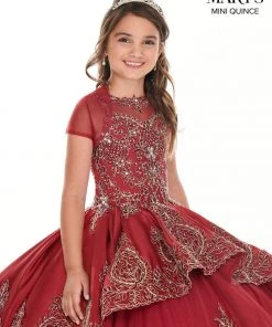 Mary's Bridal Mini Quince Collection Girls Long Applique Illusion Dress By Mary's Bridal MQ4021