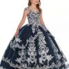Mary's Bridal Mini Quince Collection Girls Long Applique Off Shoulder Dress By Mary's Bridal MQ4018
