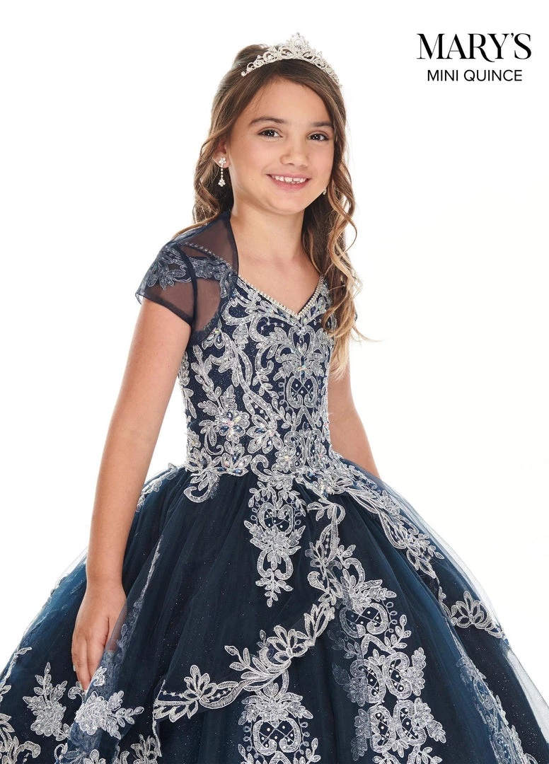 Mary's Bridal Mini Quince Collection Girls Long Applique Off Shoulder Dress By Mary's Bridal MQ4018 5 Mary's Bridal Mini Quince Collection Girls Long Applique Off Shoulder Dress By Mary's Bridal MQ4018
