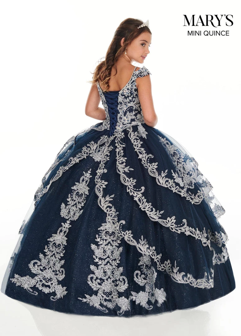 Mary's Bridal Mini Quince Collection Girls Long Applique Off Shoulder Dress By Mary's Bridal MQ4018 4 Mary's Bridal Mini Quince Collection Girls Long Applique Off Shoulder Dress By Mary's Bridal MQ4018
