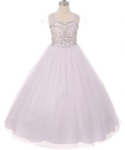 Cinderella Couture Girls Long Bead Bodice Sleeveless Dress With Bolero Jacket Kids