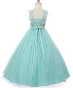 Cinderella Couture Girls Long Bead Bodice Sleeveless Dress With Bolero Jacket Kids