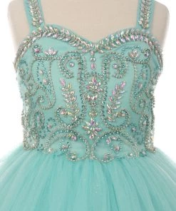Cinderella Couture Girls Long Bead Bodice Sleeveless Dress With Bolero Jacket Kids