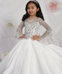 Tiffany Princess By House Of Wu Girls Long Beaded Bell Sleeve Dress By Tiffany Princess 13546