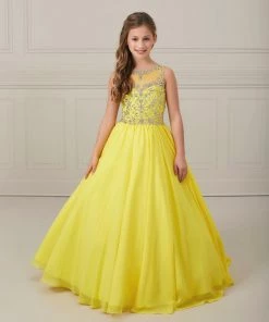 Tiffany Princess By House Of Wu Kids Girls Long Beaded Chiffon Dress By Tiffany Princess 13641