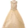 Girls Long Beaded Illusion Dress By Cinderella Couture 8005 Kids