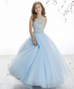 Tiffany Princess By House Of Wu Kids Girls Long Beaded Illusion Dress By Tiffany Princess 13514