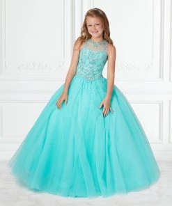 Tiffany Princess By House Of Wu Girls Long Beaded Illusion Dress By Tiffany Princess 13593