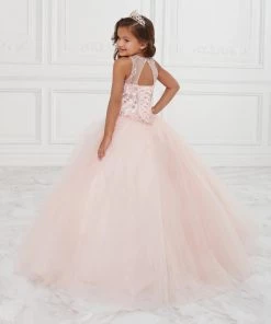 Tiffany Princess By House Of Wu Girls Long Beaded Illusion Dress By Tiffany Princess 13593