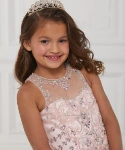 Tiffany Princess By House Of Wu Girls Long Beaded Illusion Dress By Tiffany Princess 13593