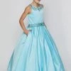 Girls Long Beaded Satin Dress By Cinderella Couture 5047 2 Girls Long Beaded Satin Dress By Cinderella Couture 5047