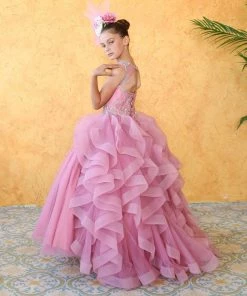 Calla Collection Girls Ruffled Long Sleeveless Dress By Calla KY218