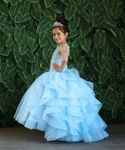 Calla Collection Girls Ruffled Long Sleeveless Dress By Calla KY218