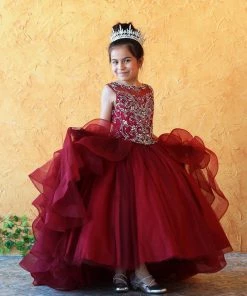 Calla Collection Girls Ruffled Long Sleeveless Dress By Calla KY218