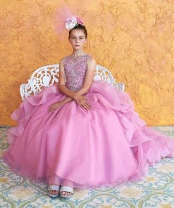 Calla Collection Girls Ruffled Long Sleeveless Dress By Calla KY218