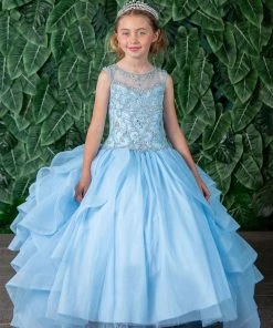 Calla Collection Girls Ruffled Long Sleeveless Dress By Calla KY218