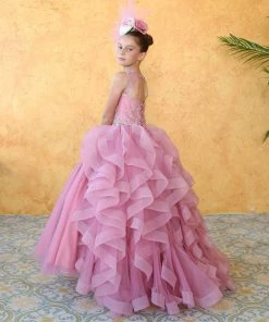 Calla Collection Girls Ruffled Long Sleeveless Dress By Calla KY218