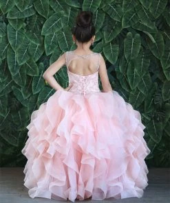 Calla Collection Girls Ruffled Long Sleeveless Dress By Calla KY218