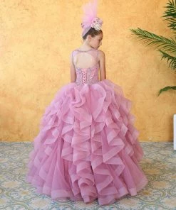 Calla Collection Girls Ruffled Long Sleeveless Dress By Calla KY218