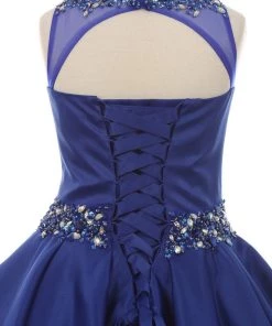 Cinderella Couture Girls Long Beaded Sleeveless Satin Dress With Pockets Flower Girl Dresses