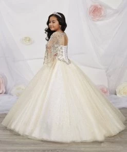 Tiffany Princess By House Of Wu Girls Long Bell Sleeve Glitter Dress By Tiffany Princess 13531