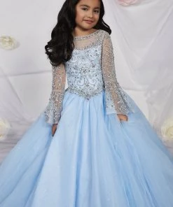 Tiffany Princess By House Of Wu Girls Long Bell Sleeve Glitter Dress By Tiffany Princess 13531