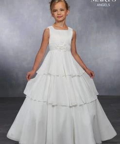 Mary's Bridal Angels Collection Girls Long Chiffon Dress With Tiered Skirt By Mary's Bridal MB9031 Flower Girl Dresses