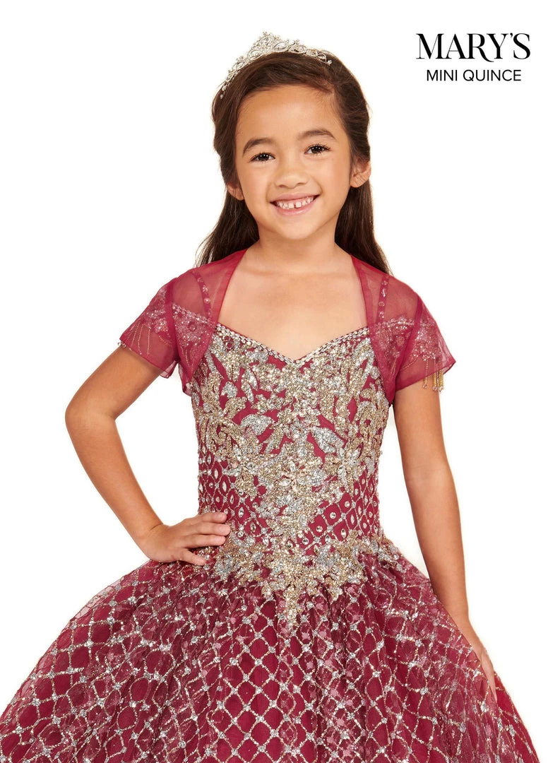 Mary's Bridal Mini Quince Collection Girls Long Cold Shoulder Glitter Dress By Mary's Bridal MQ4027 5 Mary's Bridal Mini Quince Collection Girls Long Cold Shoulder Glitter Dress By Mary's Bridal MQ4027