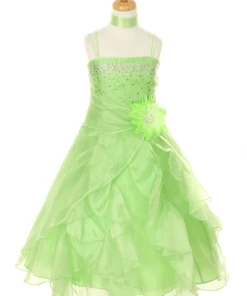 Cinderella Couture Girls Long Dresses With Scarf And Ruffled Skirt - 13 Colors 11 Cinderella Couture Girls Long Dresses With Scarf And Ruffled Skirt - 13 Colors