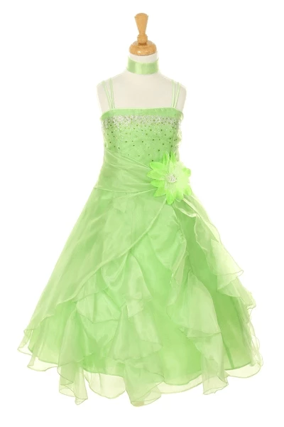 Cinderella Couture Girls Long Dresses With Scarf And Ruffled Skirt - 13 Colors 7 Cinderella Couture Girls Long Dresses With Scarf And Ruffled Skirt - 13 Colors