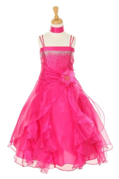 Cinderella Couture Girls Long Dresses With Scarf And Ruffled Skirt - 13 Colors 6 Cinderella Couture Girls Long Dresses With Scarf And Ruffled Skirt - 13 Colors