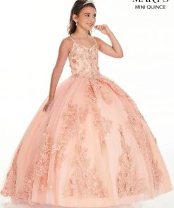 Mary's Bridal Mini Quince Collection Girls Long Floral Applique Dress By Mary's Bridal MQ4020 Flower Girl Dresses