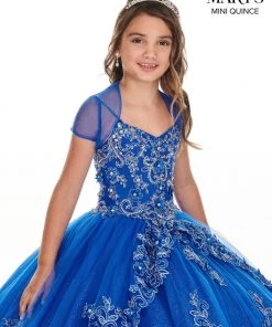 Mary's Bridal Mini Quince Collection Girls Long Floral Applique Dress By Mary's Bridal MQ4020 Flower Girl Dresses