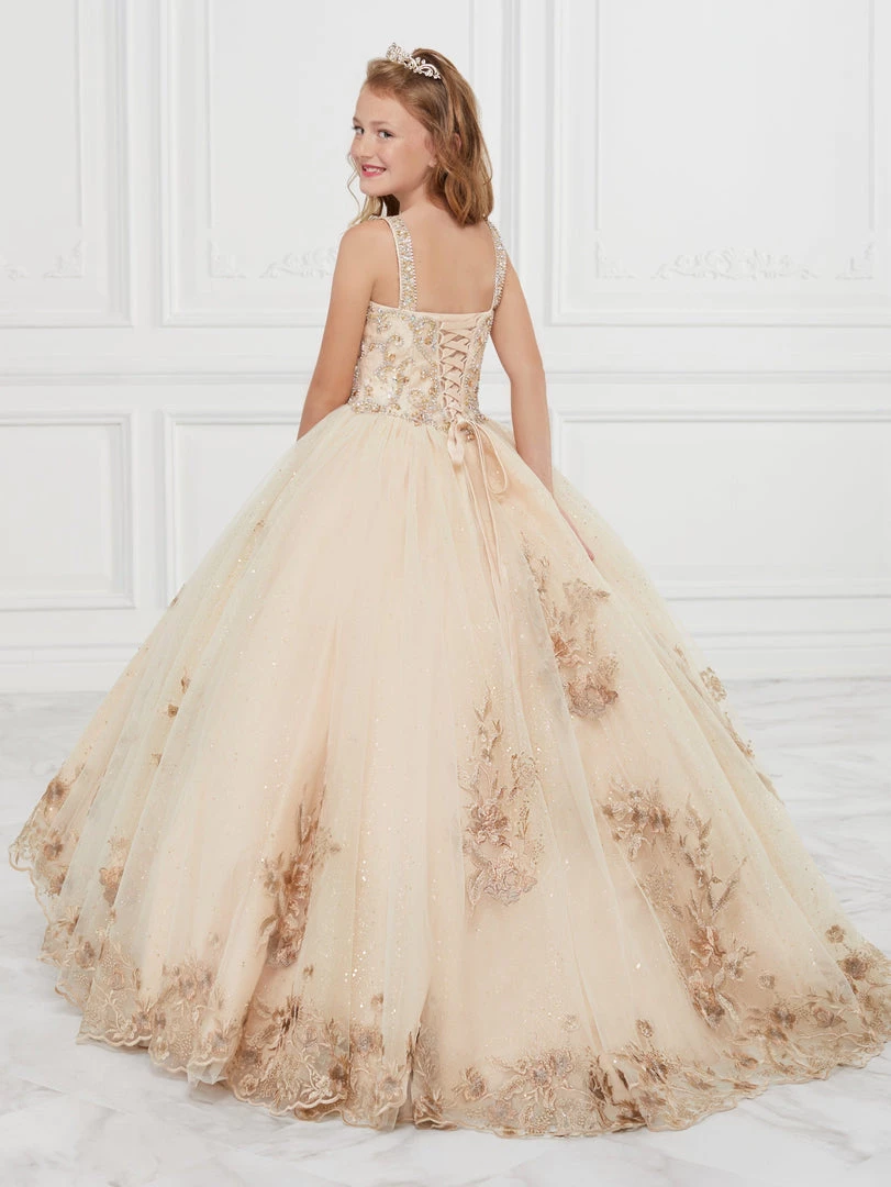 Tiffany Princess By House Of Wu Girls Long Floral Applique Dress By Mini Quince 26884MQ Kids 4 Tiffany Princess By House Of Wu Girls Long Floral Applique Dress By Mini Quince 26884MQ Kids