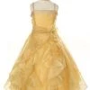Cinderella Couture Kids Girls Long Gold Dresses With Scarf And Ruffled Skirt