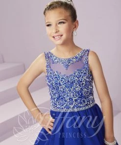 Tiffany Princess By House Of Wu Girls Long Illusion Chiffon Dress By Tiffany Princess 13496