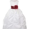 Cinderella Couture Flower Girl Dresses Girls Long Ivory Pick-Up Dress With Burgundy Floral Sash