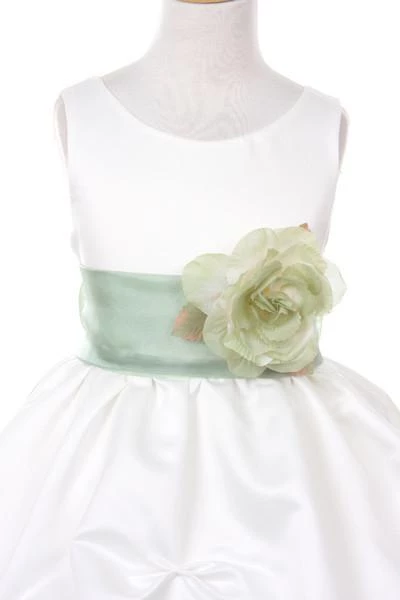 Cinderella Couture Girls Long Ivory Pick-Up Dress With Champagne Floral Sash 6 Cinderella Couture Girls Long Ivory Pick-Up Dress With Champagne Floral Sash