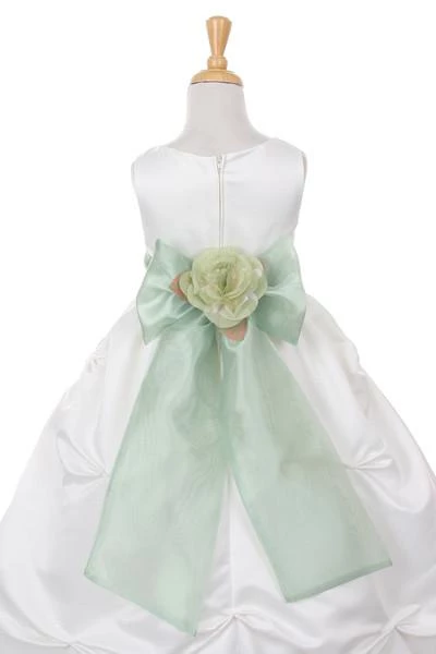 Cinderella Couture Girls Long Ivory Pick-Up Dress With Champagne Floral Sash 7 Cinderella Couture Girls Long Ivory Pick-Up Dress With Champagne Floral Sash